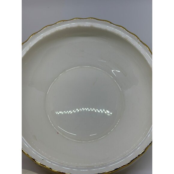 VTG Pope Gosser Fleurette Covered 5.5"x9.5" Vegetable Dish Blue Floral Gold Trim - Picture 6 of 10